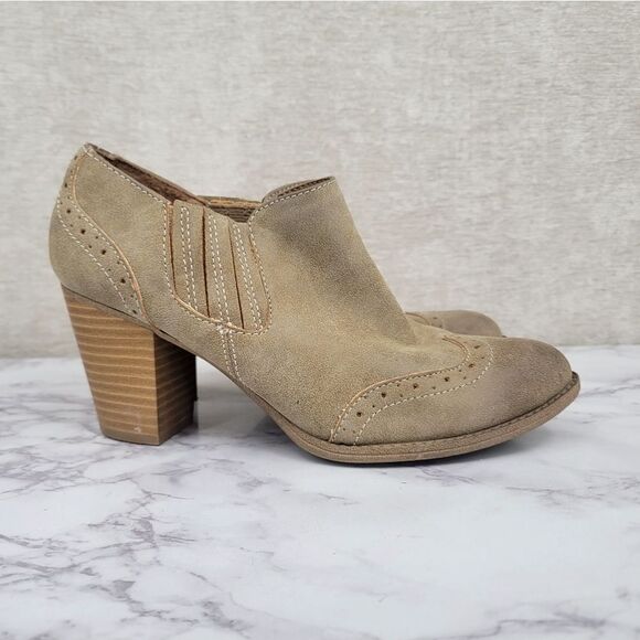 Euro Soft By Sofft Solen Ankle Booties Womens 8 Tan Leather Faux Wingtip Western - Picture 1 of 12